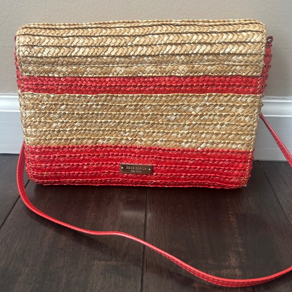 Kate Spade New York Kaley Bow Bridge Wicker Straw Shoulder Bag Clutch - Picture 3 of 15